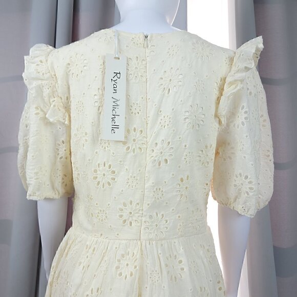 Ryan Michelle Women's 100% Cotton Cream Midi Dress Size Large (NWT) - Picture 6 of 14